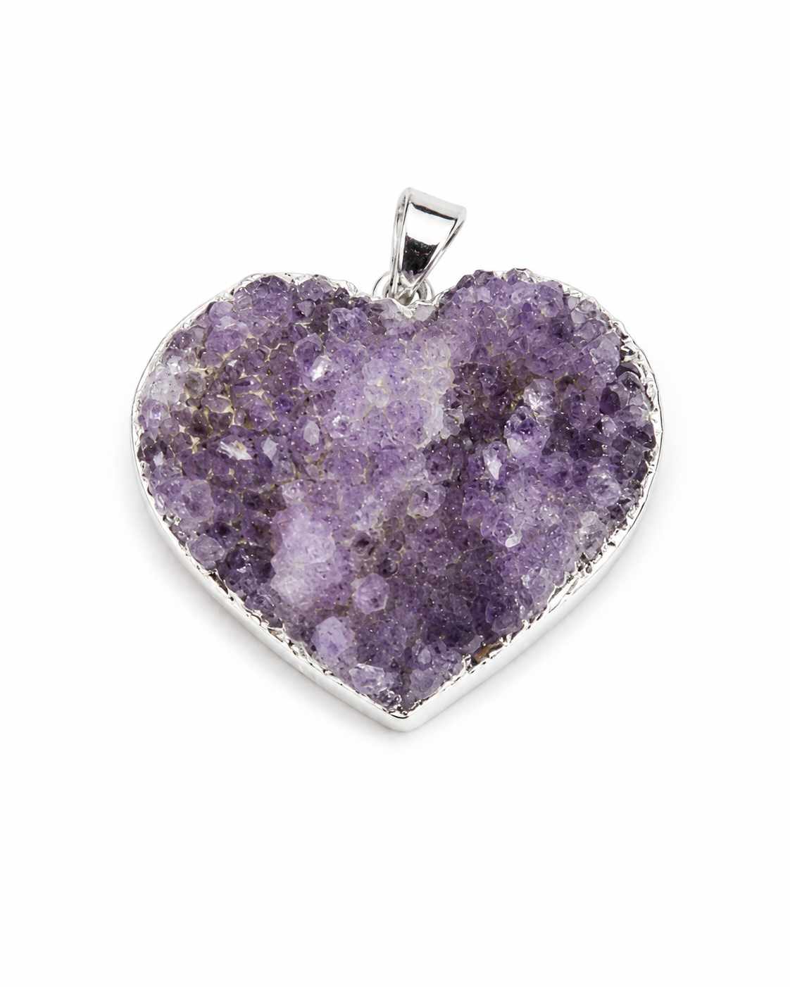 Colgante (Dije) Corazón Amatista, en plata